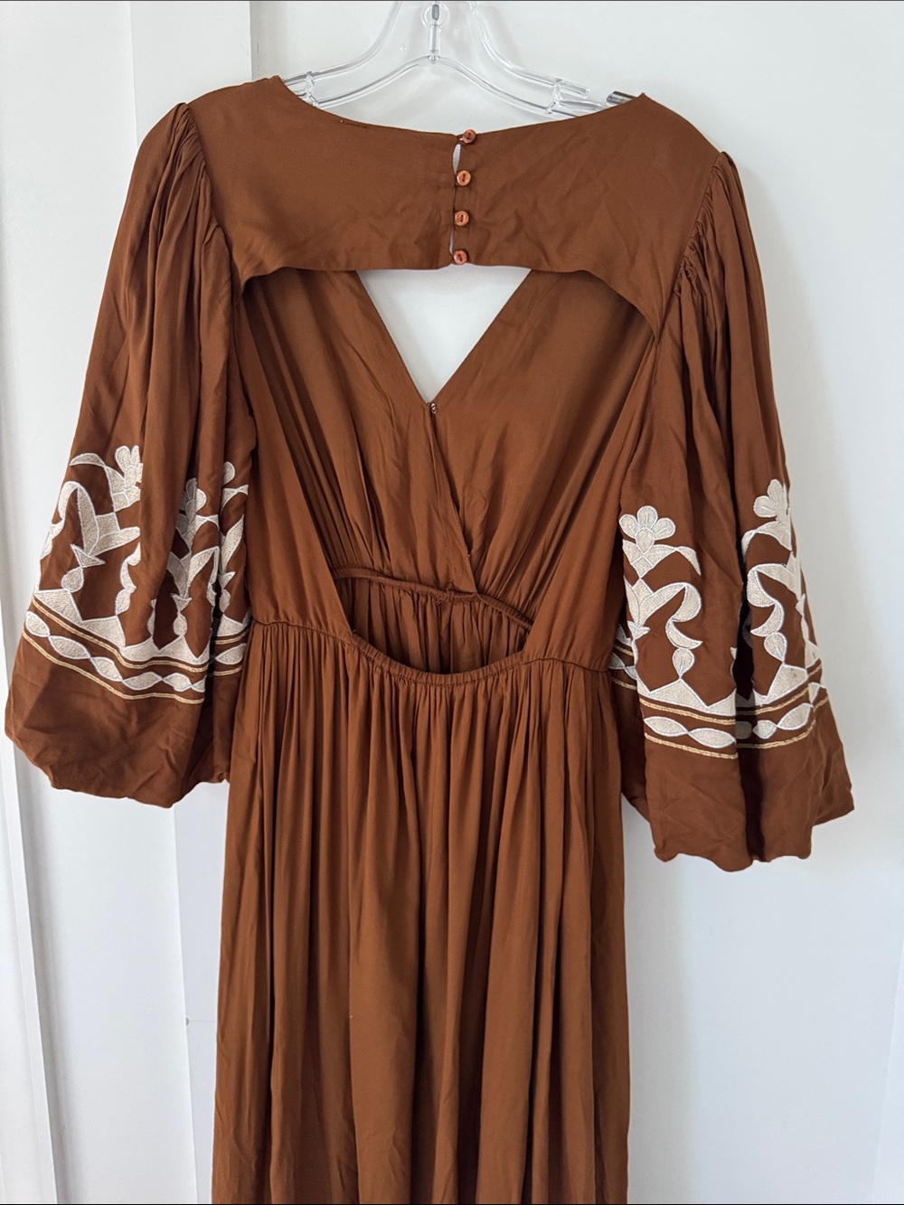 Anthropologie Let Me Be Embroidered Open-Back Maxi Dress Size S - Picture 11 of 13